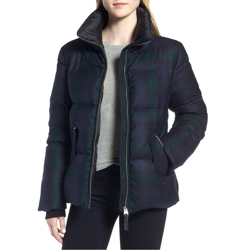 Mackage Mirri Plaid Puffer Jacket Blue Green